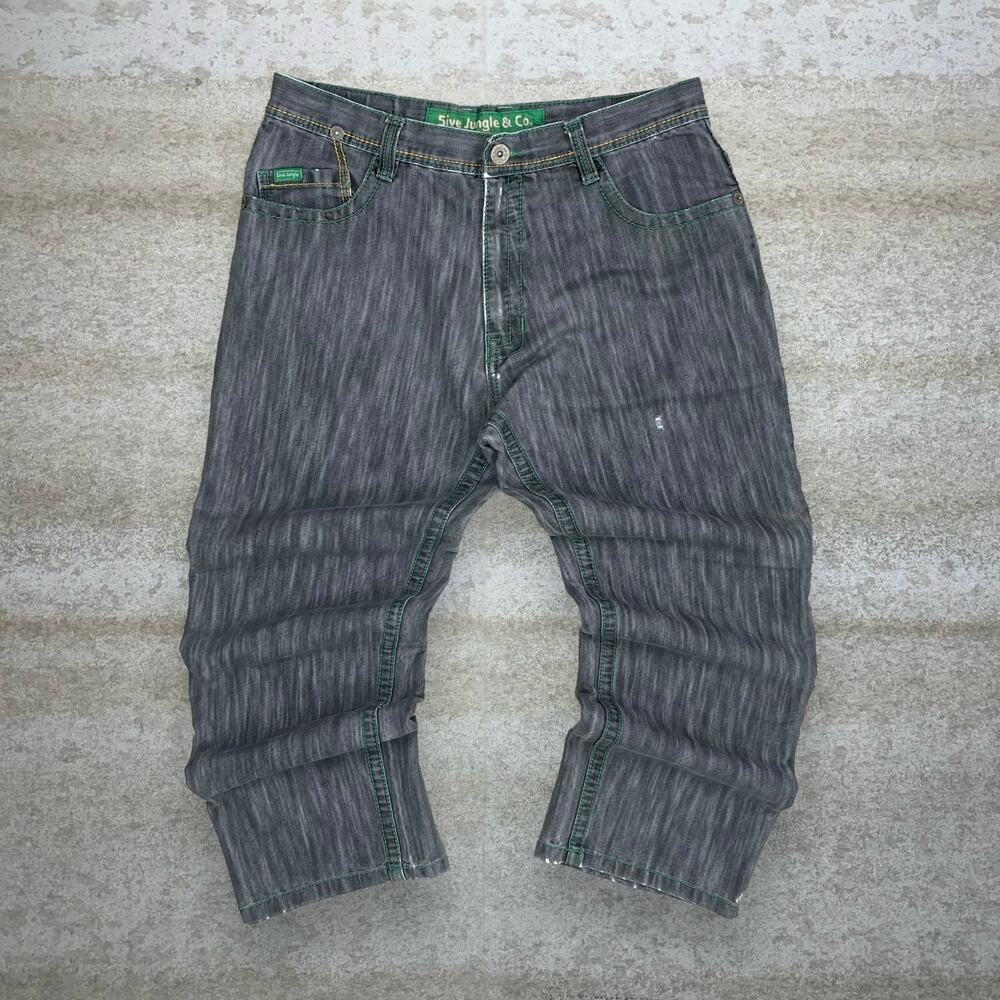 Vintage Y2K Skater Wide Leg Jeans 38x30 Baggy Smoke Grey Wash 5ive Jungle Rap - Picture 2 of 7